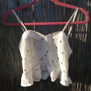 Sinoon Cami Tank Top White & Red Floral - No Size - See Measurements